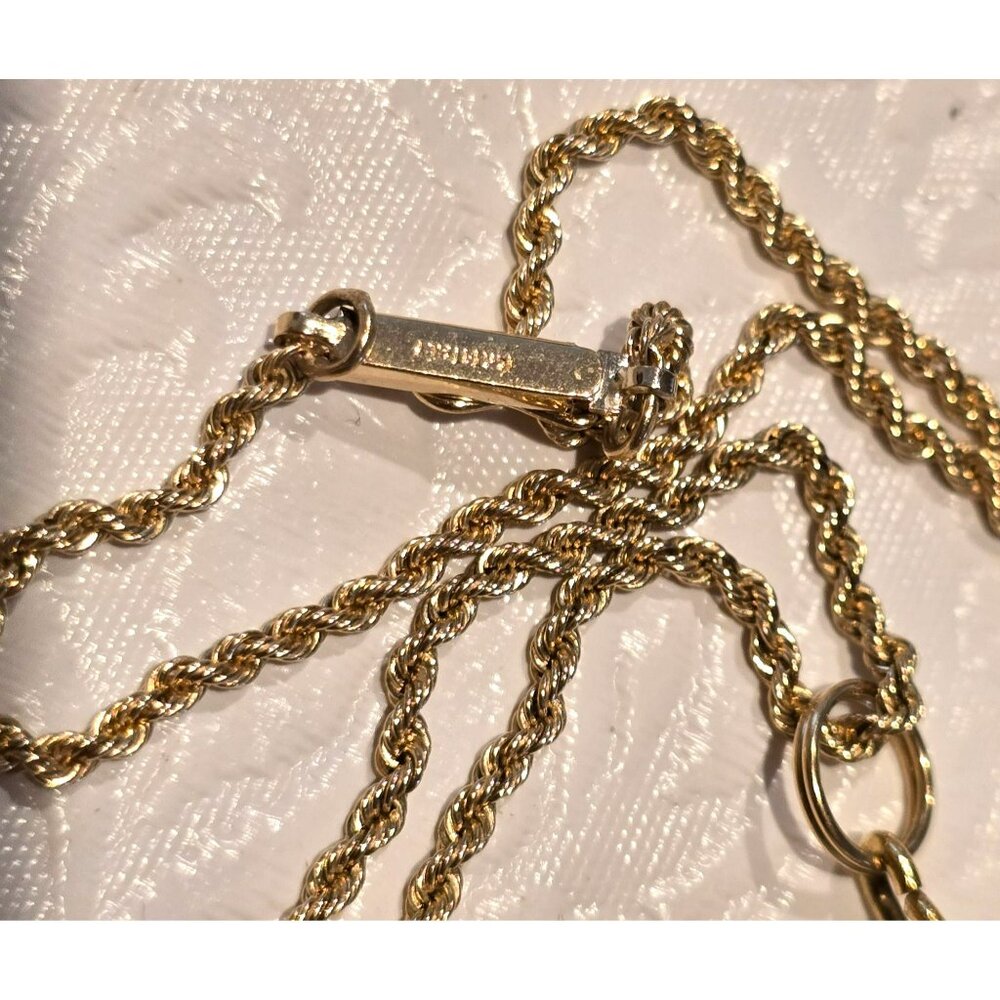 14k Yellow Gold Vintage Jade Chinese Character Pendant Necklace 26" Rope HS102 - Picture 10 of 12